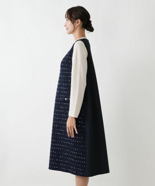 Leilian PLUS HOUSE / レリアンプラスハウス ロング・マキシ丈ワンピース | ドットツイードジャンパースカート【セレモニー】【Leilian WHITE LABEL】 | 詳細19