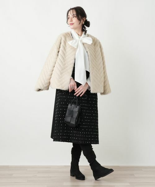 Leilian PLUS HOUSE / レリアンプラスハウス ロング・マキシ丈ワンピース | ドットツイードジャンパースカート【セレモニー】【Leilian WHITE LABEL】 | 詳細2