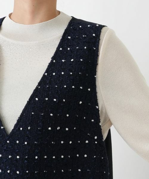 Leilian PLUS HOUSE / レリアンプラスハウス ロング・マキシ丈ワンピース | ドットツイードジャンパースカート【セレモニー】【Leilian WHITE LABEL】 | 詳細24