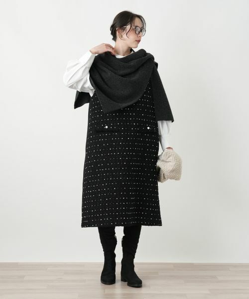 Leilian PLUS HOUSE / レリアンプラスハウス ロング・マキシ丈ワンピース | ドットツイードジャンパースカート【セレモニー】【Leilian WHITE LABEL】 | 詳細3