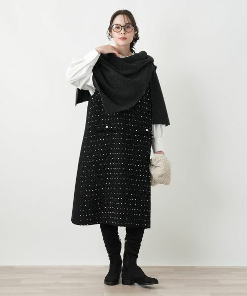 Leilian PLUS HOUSE / レリアンプラスハウス ロング・マキシ丈ワンピース | ドットツイードジャンパースカート【セレモニー】【Leilian WHITE LABEL】 | 詳細4