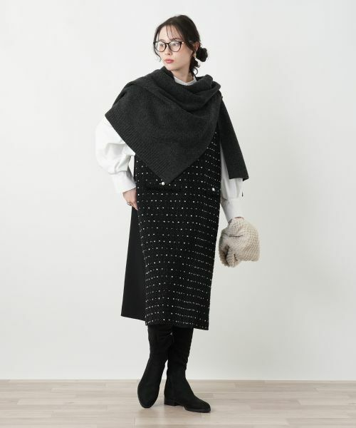 Leilian PLUS HOUSE / レリアンプラスハウス ロング・マキシ丈ワンピース | ドットツイードジャンパースカート【セレモニー】【Leilian WHITE LABEL】 | 詳細5