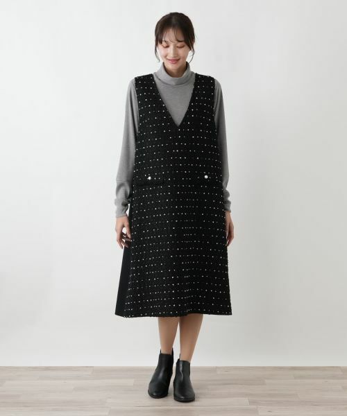 Leilian PLUS HOUSE / レリアンプラスハウス ロング・マキシ丈ワンピース | ドットツイードジャンパースカート【セレモニー】【Leilian WHITE LABEL】 | 詳細7