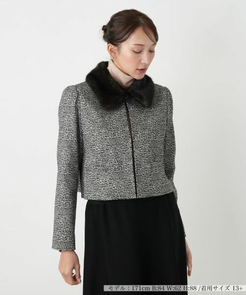 Leilian PLUS HOUSE/レリアンプラスハウス ジャケット【BOURGE】 ブラック 13+ Leilian PLUS HOUSE/レリアンプラスハウス ジャケット【BOURGE】 ブラック 13+