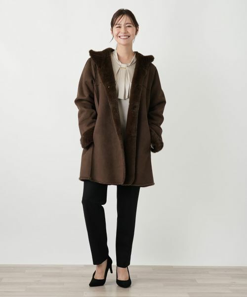 Leilian PLUS HOUSE / レリアンプラスハウス その他アウター | ファー風フードコート【Leilian WHITE LABEL】 | 詳細1