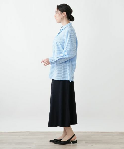 Leilian PLUS HOUSE / レリアンプラスハウス シャツ・ブラウス | ストライプ柄コットンシャツブラウス【Leilian WHITE LABEL】 | 詳細2