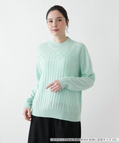 Leilian PLUS HOUSE / レリアンプラスハウス ニット・セーター | 立体模様ハイネックニット