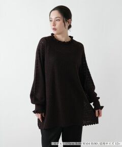 Leilian PLUS HOUSE / レリアンプラスハウス ニット・セーター | 透かし編みフリルニットプルオーバー【BOURGE】