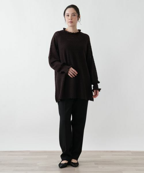 Leilian PLUS HOUSE / レリアンプラスハウス ニット・セーター | 透かし編みフリルニットプルオーバー【BOURGE】 | 詳細1