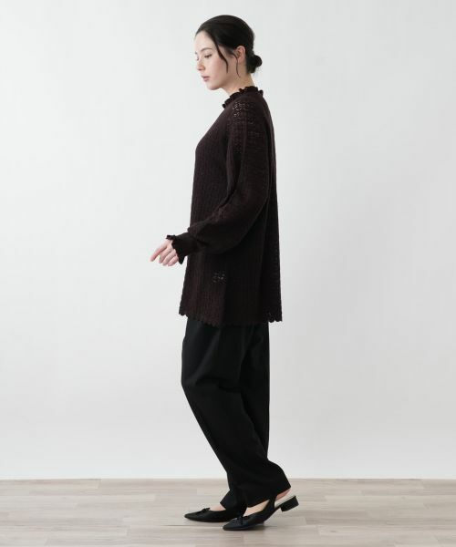 Leilian PLUS HOUSE / レリアンプラスハウス ニット・セーター | 透かし編みフリルニットプルオーバー【BOURGE】 | 詳細2