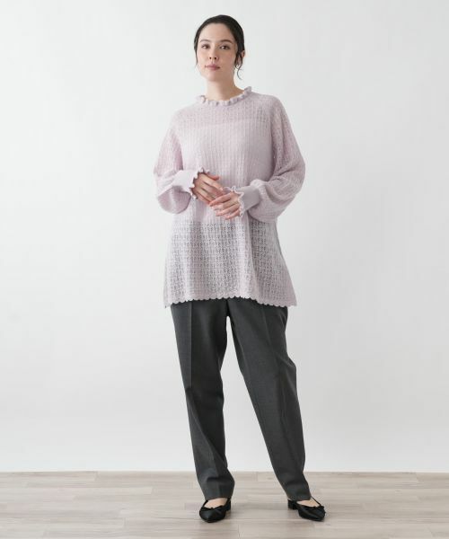 Leilian PLUS HOUSE / レリアンプラスハウス ニット・セーター | 透かし編みフリルニットプルオーバー【BOURGE】 | 詳細7