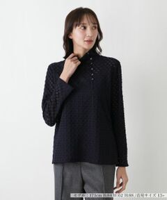 Leilian PLUS HOUSE / レリアンプラスハウス カットソー | 透かし編みボトルネックプルオーバー【BOURGE】