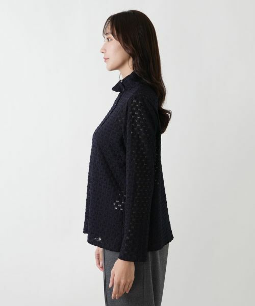 Leilian PLUS HOUSE / レリアンプラスハウス カットソー | 透かし編みボトルネックプルオーバー【BOURGE】 | 詳細11