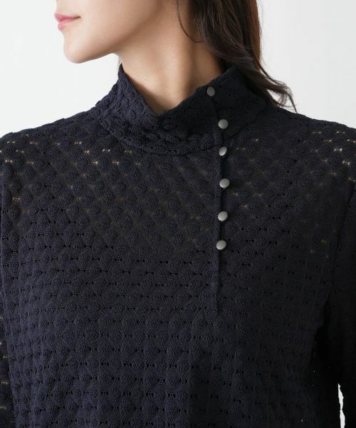 Leilian PLUS HOUSE / レリアンプラスハウス カットソー | 透かし編みボトルネックプルオーバー【BOURGE】 | 詳細13