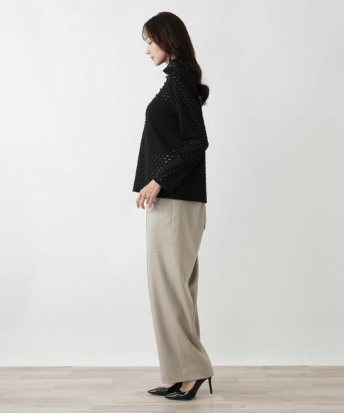 Leilian PLUS HOUSE / レリアンプラスハウス カットソー | 透かし編みボトルネックプルオーバー【BOURGE】 | 詳細2