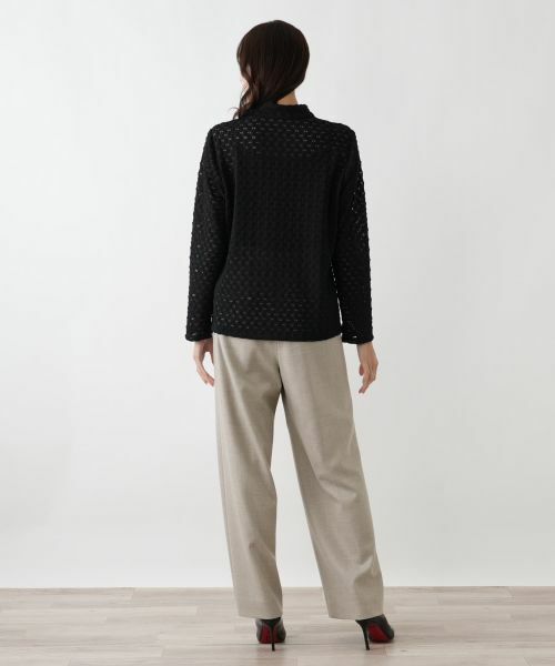 Leilian PLUS HOUSE / レリアンプラスハウス カットソー | 透かし編みボトルネックプルオーバー【BOURGE】 | 詳細3