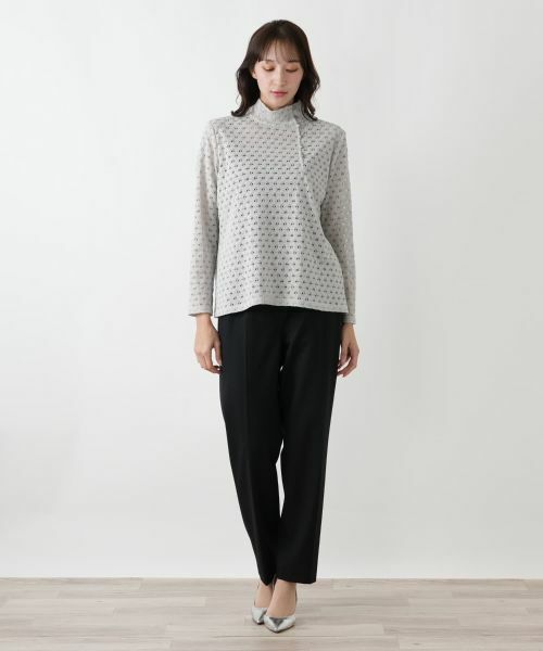 Leilian PLUS HOUSE / レリアンプラスハウス カットソー | 透かし編みボトルネックプルオーバー【BOURGE】 | 詳細4