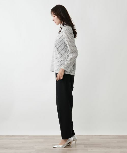 Leilian PLUS HOUSE / レリアンプラスハウス カットソー | 透かし編みボトルネックプルオーバー【BOURGE】 | 詳細5