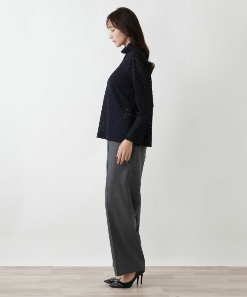 Leilian PLUS HOUSE / レリアンプラスハウス カットソー | 透かし編みボトルネックプルオーバー【BOURGE】 | 詳細8