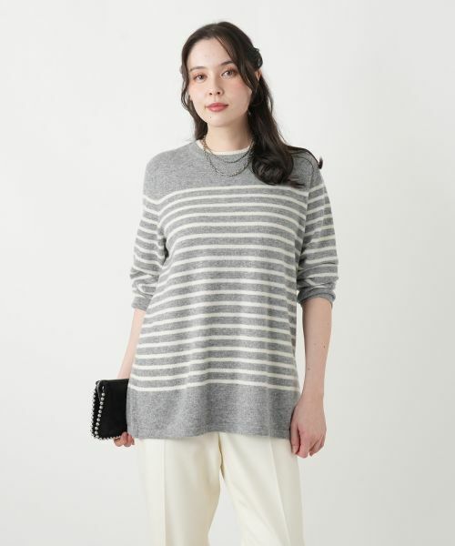 Leilian PLUS HOUSE / レリアンプラスハウス ニット・セーター | カシミヤボーダーニットプルオーバー【Leilian WHITE LABEL】 | 詳細11