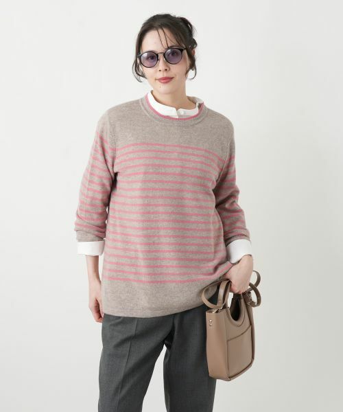 Leilian PLUS HOUSE / レリアンプラスハウス ニット・セーター | カシミヤボーダーニットプルオーバー【Leilian WHITE LABEL】 | 詳細18