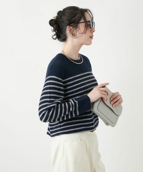 Leilian PLUS HOUSE / レリアンプラスハウス ニット・セーター | カシミヤボーダーニットプルオーバー【Leilian WHITE LABEL】 | 詳細2