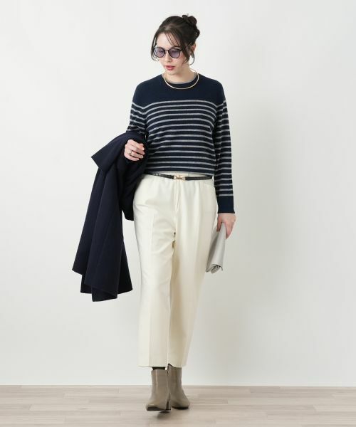 Leilian PLUS HOUSE / レリアンプラスハウス ニット・セーター | カシミヤボーダーニットプルオーバー【Leilian WHITE LABEL】 | 詳細5