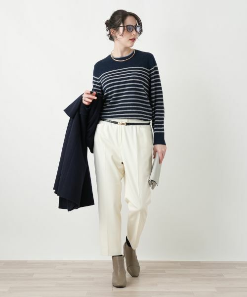 Leilian PLUS HOUSE / レリアンプラスハウス ニット・セーター | カシミヤボーダーニットプルオーバー【Leilian WHITE LABEL】 | 詳細6