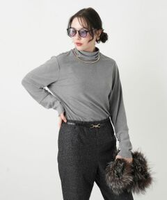 Leilian PLUS HOUSE / レリアンプラスハウス カットソー | 袖口ラメチュールタートルネックプルオーバー【Leilian WHITE LABEL】