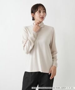 Leilian PLUS HOUSE / レリアンプラスハウス カットソー | 袖口ラメチュールタートルネックプルオーバー【Leilian WHITE LABEL】