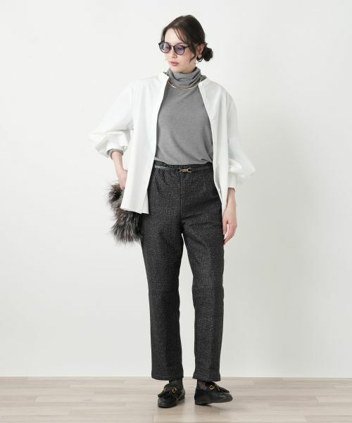 Leilian PLUS HOUSE / レリアンプラスハウス カットソー | 袖口ラメチュールタートルネックプルオーバー【Leilian WHITE LABEL】 | 詳細2