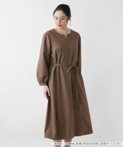 Leilian PLUS HOUSE / レリアンプラスハウス ドレス | ウエストリボンベルト付きワンピース【Leilian WHITE LABEL】