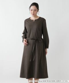 Leilian PLUS HOUSE / レリアンプラスハウス ドレス | ウエストリボンベルト付きワンピース【Leilian WHITE LABEL】