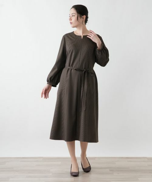 Leilian PLUS HOUSE / レリアンプラスハウス ドレス | ウエストリボンベルト付きワンピース【Leilian WHITE LABEL】 | 詳細1