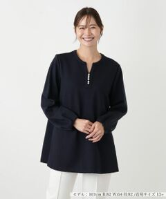 Leilian PLUS HOUSE / レリアンプラスハウス シャツ・ブラウス | パール調ボタンチュニックブラウス【Leilian WHITE LABEL】