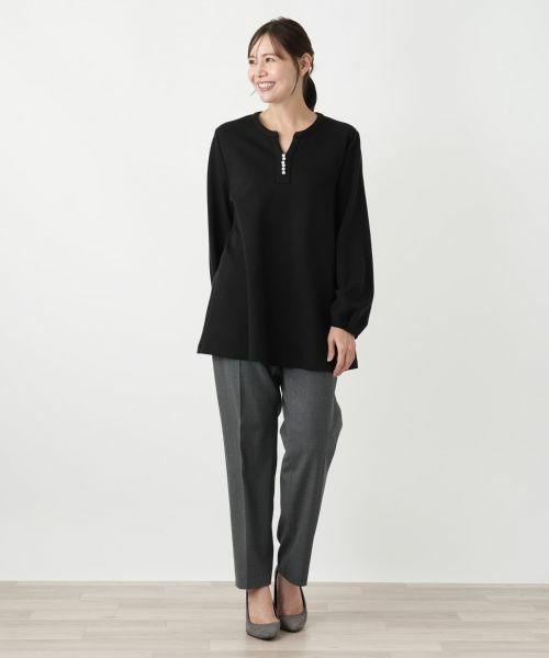 Leilian PLUS HOUSE / レリアンプラスハウス シャツ・ブラウス | パール調ボタンチュニックブラウス【Leilian WHITE LABEL】 | 詳細1