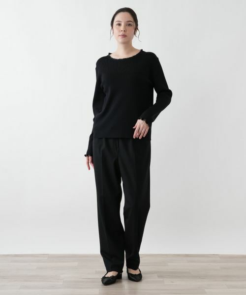 Leilian PLUS HOUSE / レリアンプラスハウス ニット・セーター | フリルネックリブニット【BOURGE】 | 詳細4