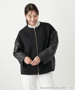 Leilian PLUS HOUSE / レリアンプラスハウス その他アウター | 異素材切り替えノーカラーブルゾン