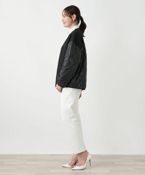 Leilian PLUS HOUSE / レリアンプラスハウス その他アウター | 異素材切り替えノーカラーブルゾン | 詳細2