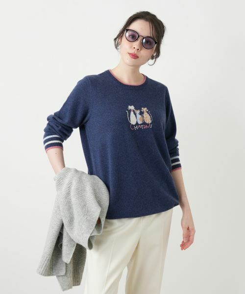 Leilian PLUS HOUSE / レリアンプラスハウス ニット・セーター | アニマルモチーフセーター【Leilian WHITE LABEL】 | 詳細1