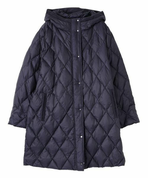 Leilian PLUS HOUSE / レリアンプラスハウス その他アウター | ダイヤキルトフーディコート【Leilian WHITE LABEL】（ネイビー）