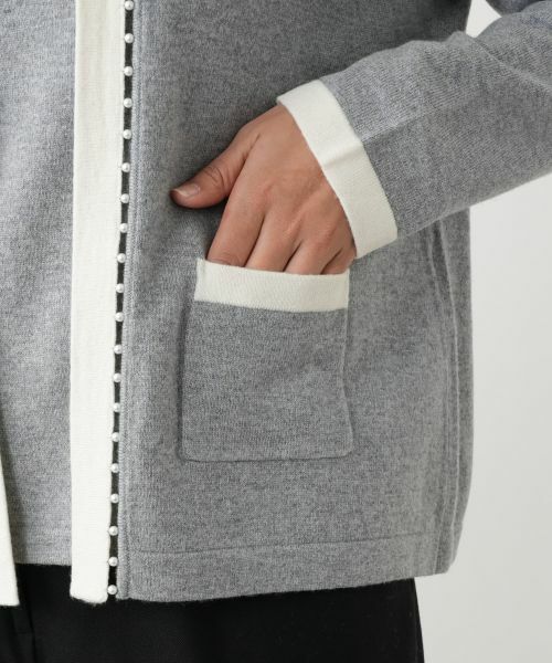 Leilian PLUS HOUSE / レリアンプラスハウス カーディガン・ボレロ | ビジューバイカラーカーディガン【Leilian WHITE LABEL】 | 詳細10