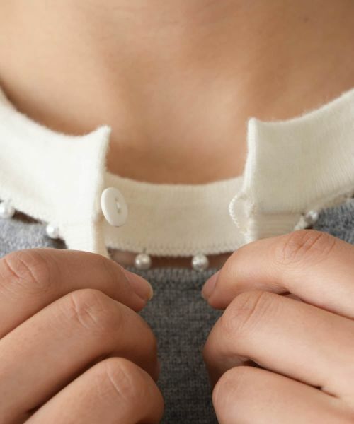 Leilian PLUS HOUSE / レリアンプラスハウス カーディガン・ボレロ | ビジューバイカラーカーディガン【Leilian WHITE LABEL】 | 詳細11