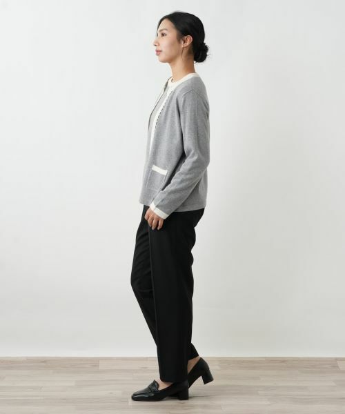 Leilian PLUS HOUSE / レリアンプラスハウス カーディガン・ボレロ | ビジューバイカラーカーディガン【Leilian WHITE LABEL】 | 詳細2