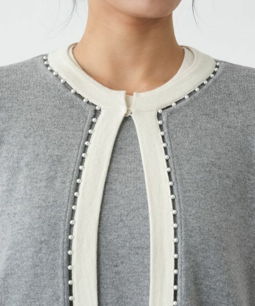 Leilian PLUS HOUSE / レリアンプラスハウス カーディガン・ボレロ | ビジューバイカラーカーディガン【Leilian WHITE LABEL】 | 詳細7