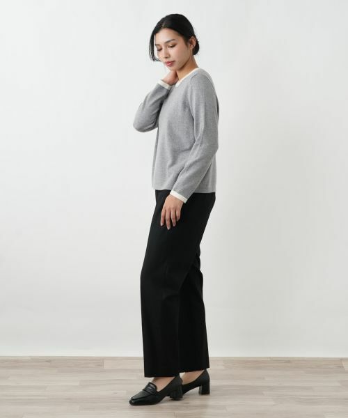 Leilian PLUS HOUSE / レリアンプラスハウス ニット・セーター | ビジューネックバイカラーニット【Leilian WHITE LABEL】 | 詳細2