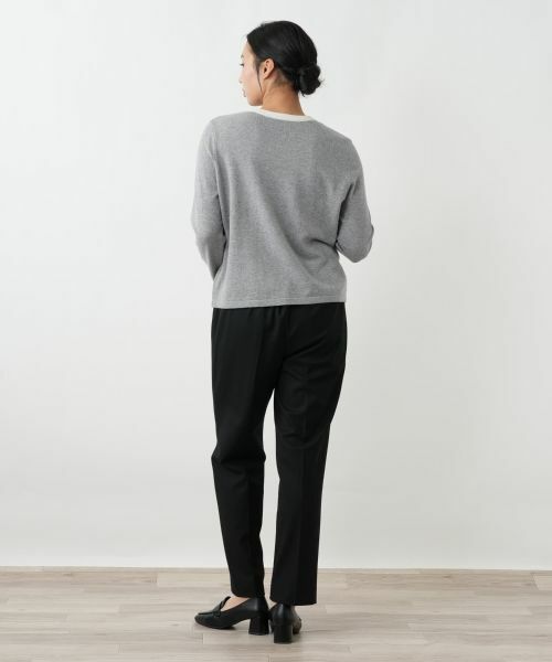 Leilian PLUS HOUSE / レリアンプラスハウス ニット・セーター | ビジューネックバイカラーニット【Leilian WHITE LABEL】 | 詳細3