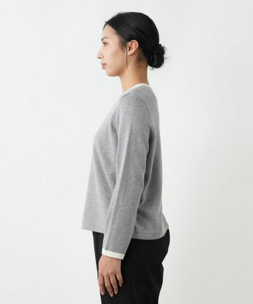 Leilian PLUS HOUSE / レリアンプラスハウス ニット・セーター | ビジューネックバイカラーニット【Leilian WHITE LABEL】 | 詳細5