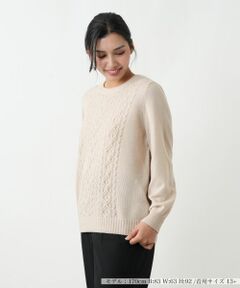 Leilian PLUS HOUSE / レリアンプラスハウス ニット・セーター | 柄編みクルーネックセーター【Leilian WHITE LABEL】