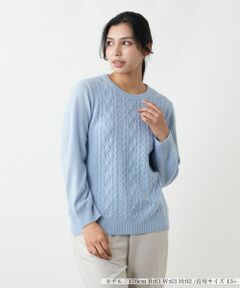 Leilian PLUS HOUSE / レリアンプラスハウス ニット・セーター | 柄編みクルーネックセーター【Leilian WHITE LABEL】